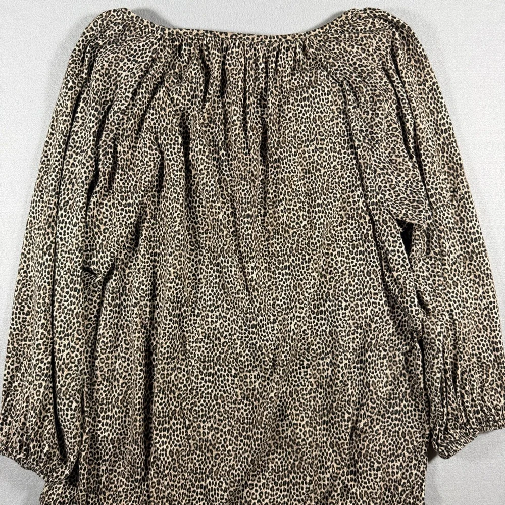 Michael Kors Leopard Print Off Shoulder Blouse Women’s Size L 3/4 Sleeve